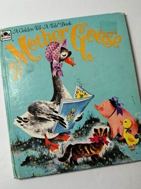 Vintage Mother Goose Golden Tell-A-Tale Book 1960s Illustrated Nursery Rhymes